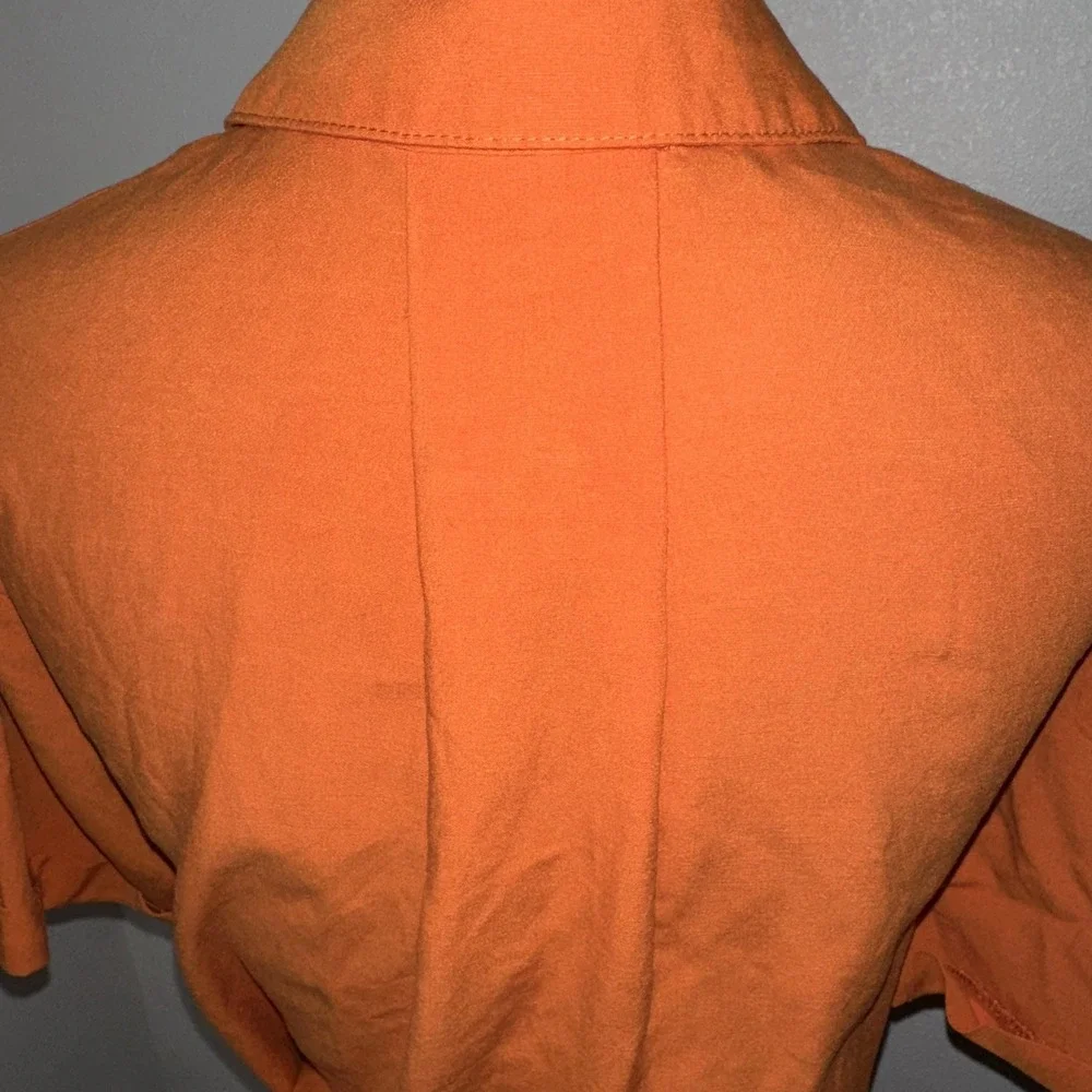Ivo Nikkolo  Orange Button Up Linen Dress Short Sleeve Size XS‎ Waist Belt